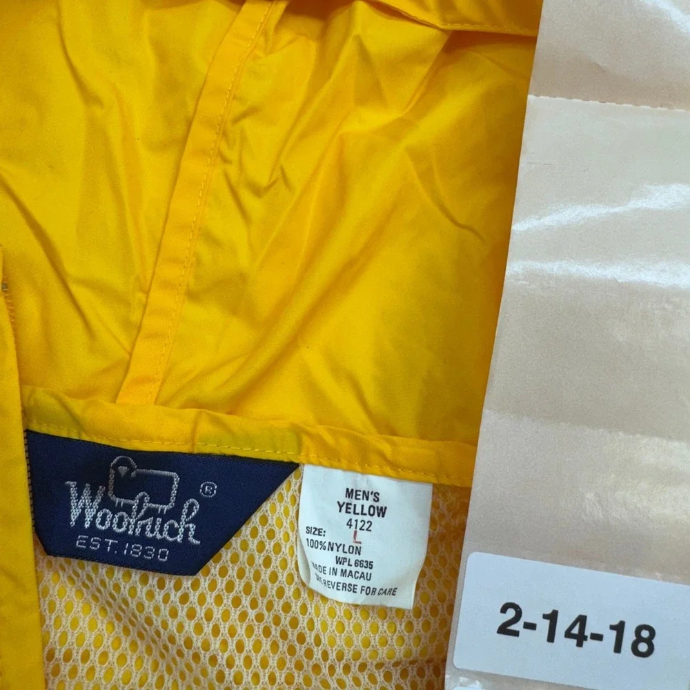 Woolrich Windbreaker‎ Mens Large Yellow Vintage Gorpcore Outdoor Rain Jacket